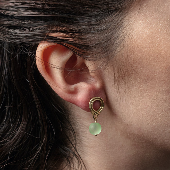 Sunrise Earrings with Recycled Glass Drops