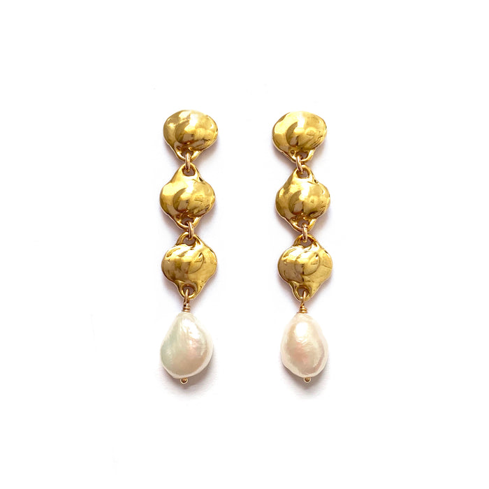 Lorelei Earrings with White Baroque Pearl