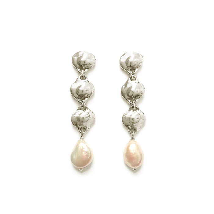 Lorelei Earrings with White Baroque Pearl