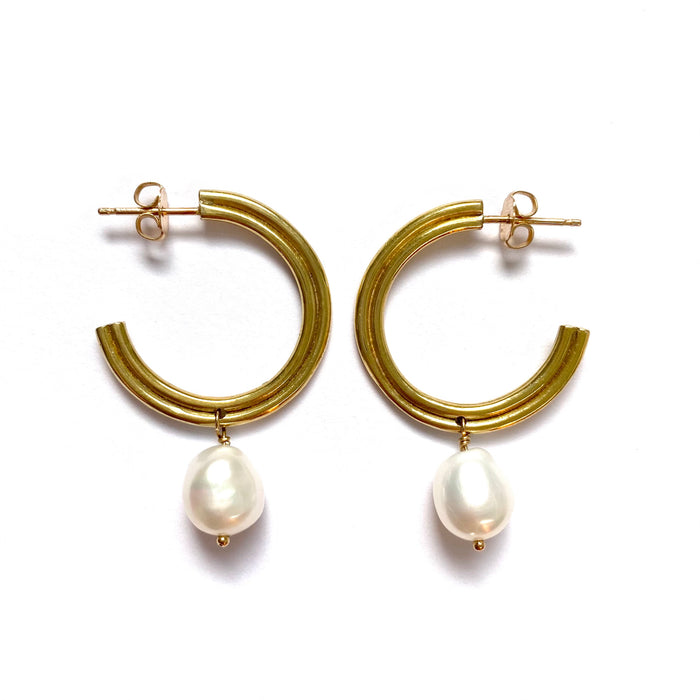 Unity Hoops with Baroque Pearls