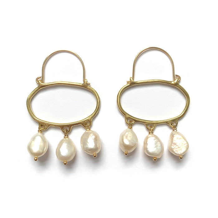 Penelope Hoop Earrings with Baroque Pearls