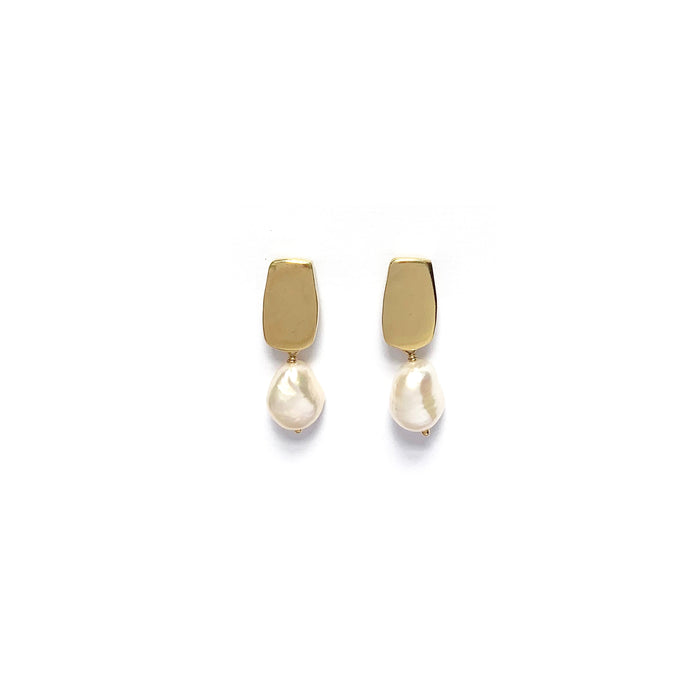 10k gold Siren Stud Earrings with Baroque Pearls