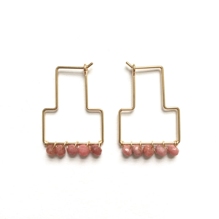 Rhodochrosite Gemstone Tella Hoops