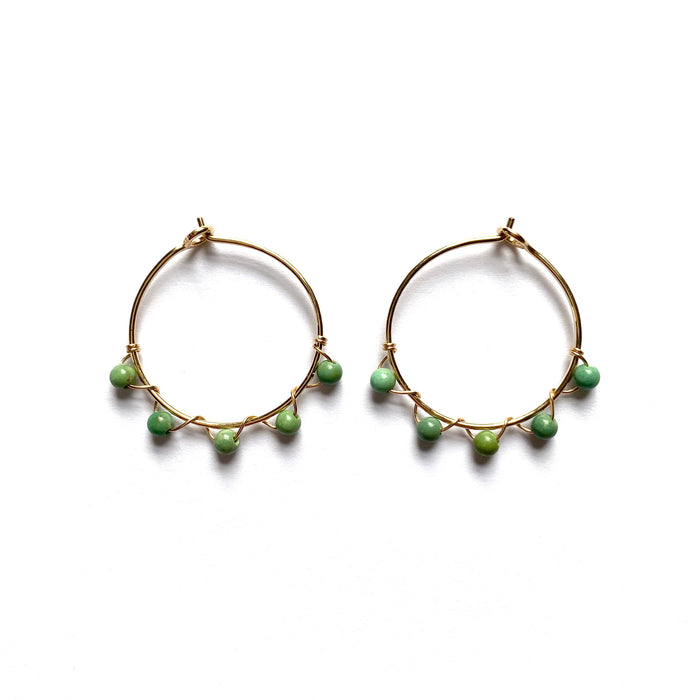 Hammered Turquoise Gemstone Hoops