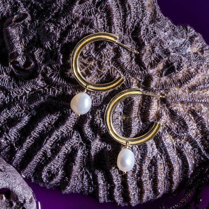 Unity Hoops with Baroque Pearls