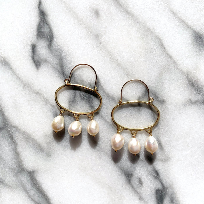 Penelope Hoop Earrings with Baroque Pearls