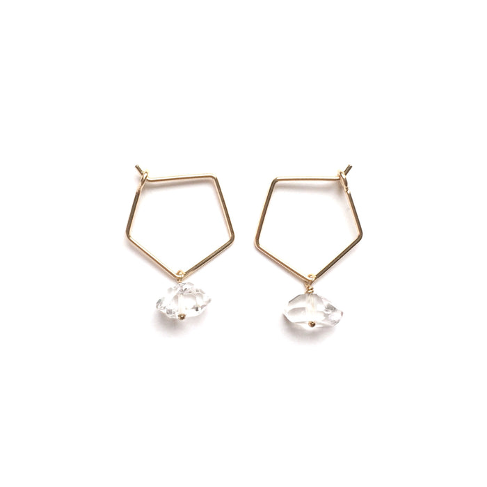 Mini Geo Hoops with Herkimer Diamonds