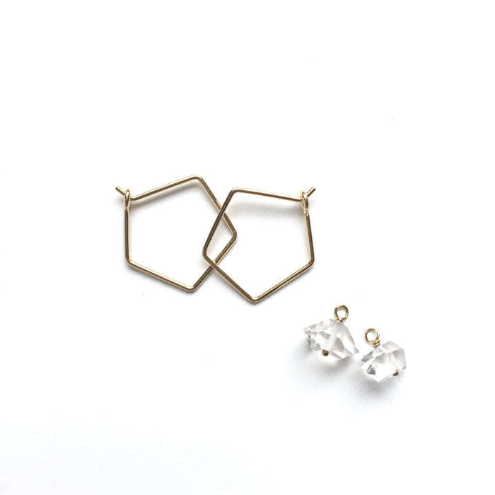 Mini Geo Hoops with Herkimer Diamonds