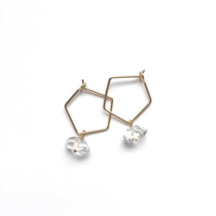 Mini Geo Hoops with Herkimer Diamonds