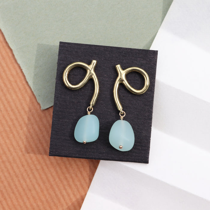 Memory Earrings with Seafoam Green Glass Drops