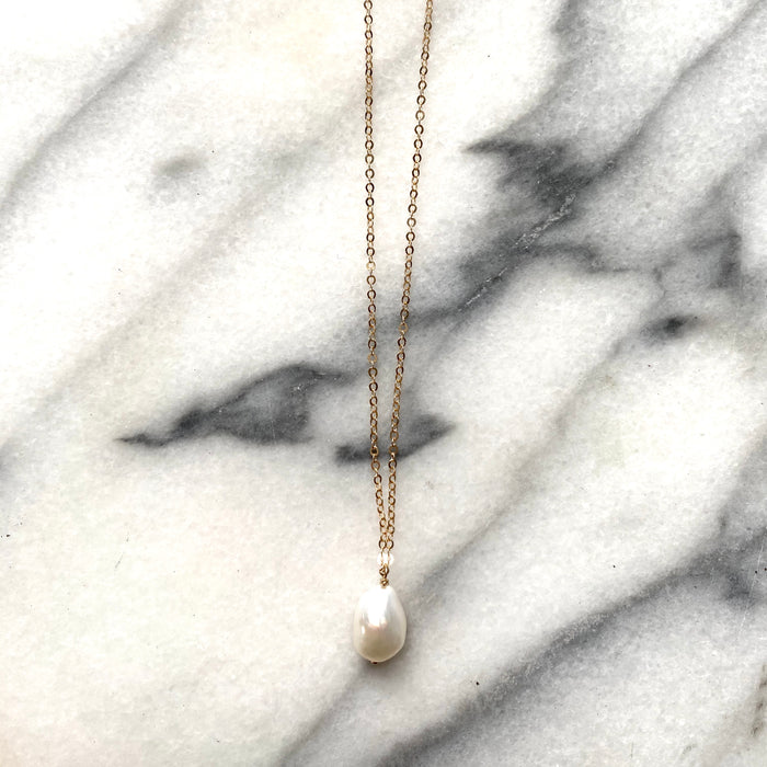 Baroque Pearl Solitaire Necklace