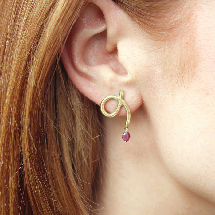 Memory Earrings with Rhodolite Garnet Drops