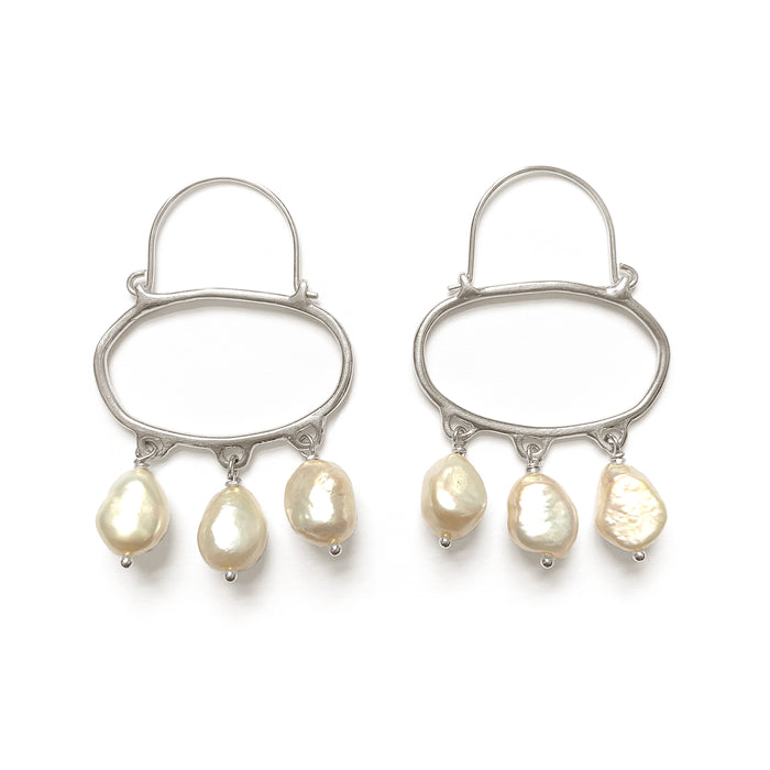 Penelope Hoop Earrings with Baroque Pearls