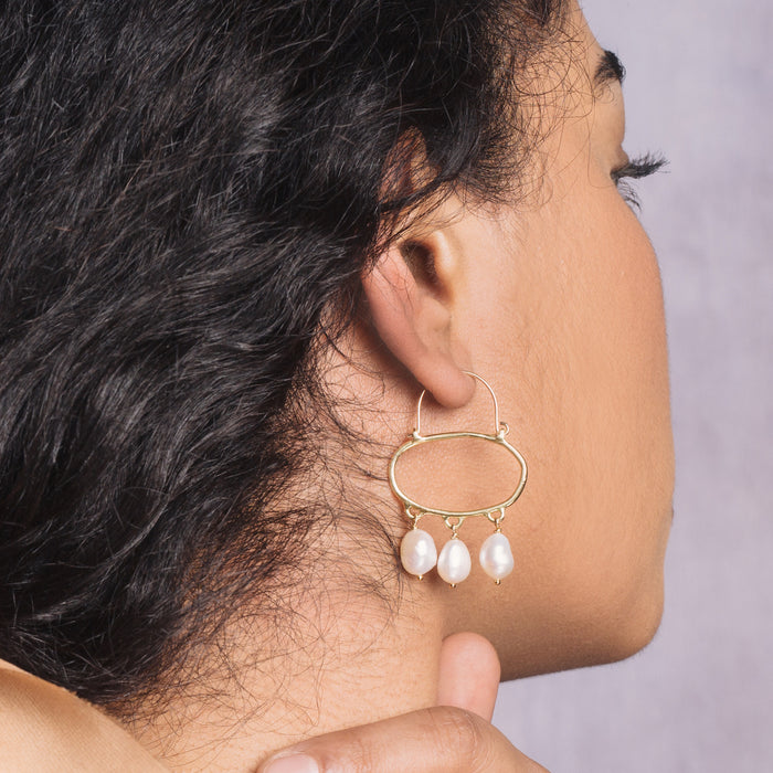 Penelope Hoop Earrings with Baroque Pearls