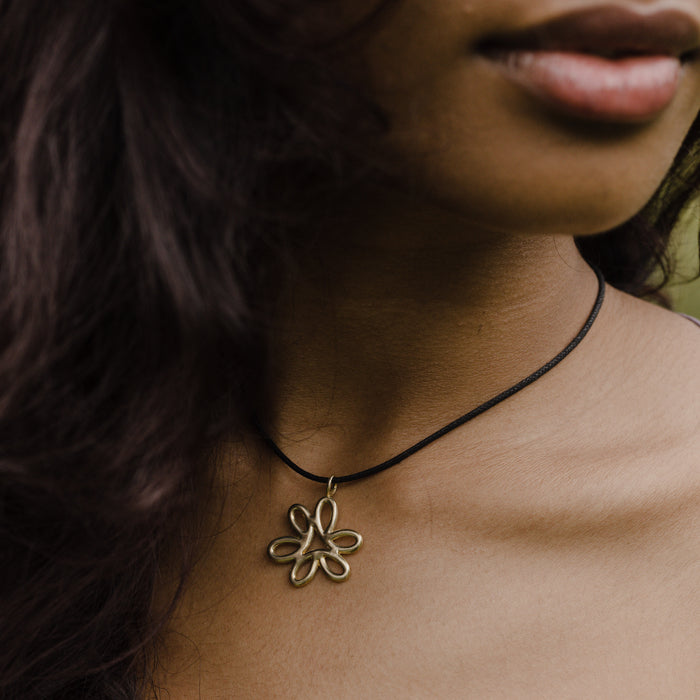 Blossom Necklace on Black Cotton Cord