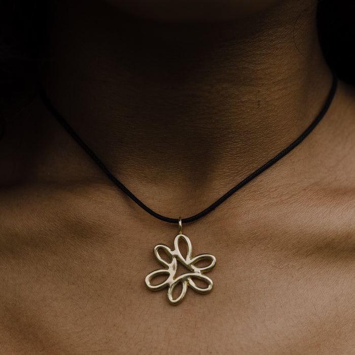 Blossom Necklace on Black Cotton Cord