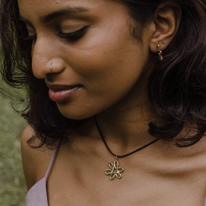 Blossom Necklace on Black Cotton Cord