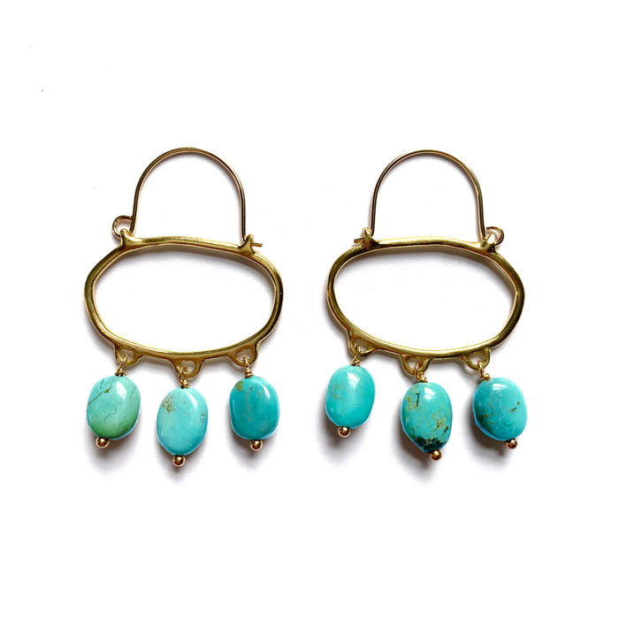 Penelope Hoop Earrings with Turquoise