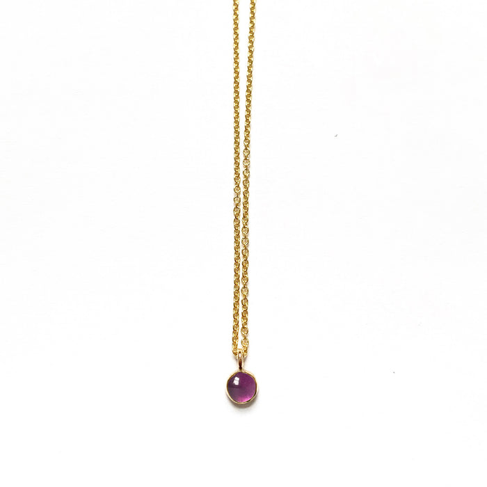 Amethyst Stone Spot Necklace in Sterling Silver, 14k Gold Fill or Solid 14k Gold