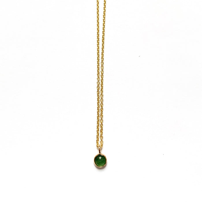 Aventurine Stone Spot Necklace in Sterling Silver, 14k Gold Fill or Solid 14k Gold