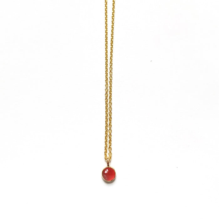 Carnelian Stone Spot Necklace in Sterling Silver, 14k Gold Fill or Solid 14k Gold