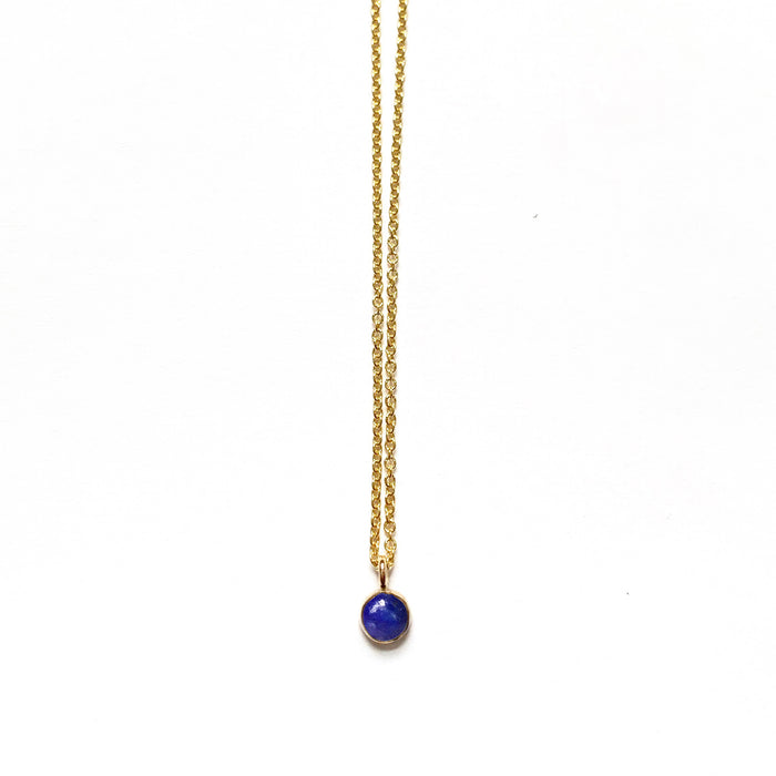 Lapis Stone Spot Necklace in Sterling Silver, 14k Gold Fill or Solid 14k Gold