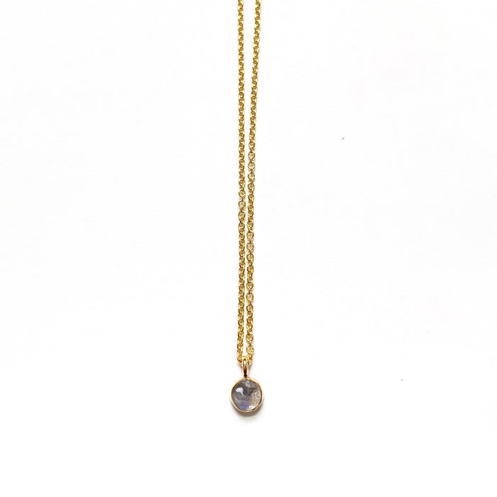 Labradorite Stone Spot Necklace in Sterling Silver, 14k Gold Fill or Solid 14k Gold