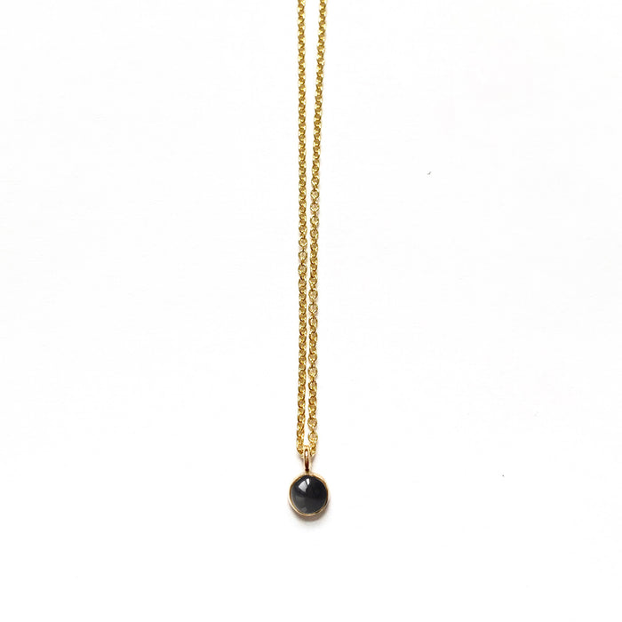 Onyx Stone Spot Necklace in Sterling Silver, 14k Gold Fill or Solid 14k Gold