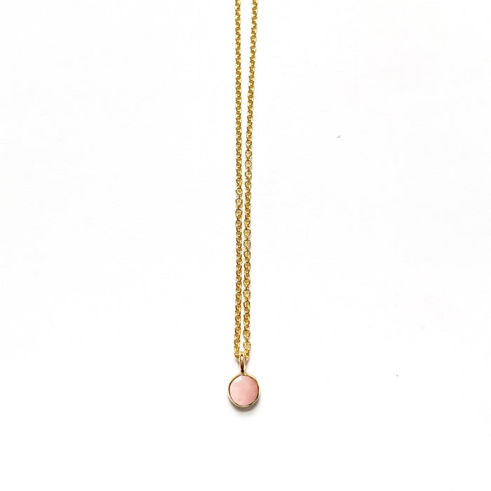 Pink Opal Stone Spot Necklace in Sterling Silver, 14k Gold Fill or Solid 14k Gold