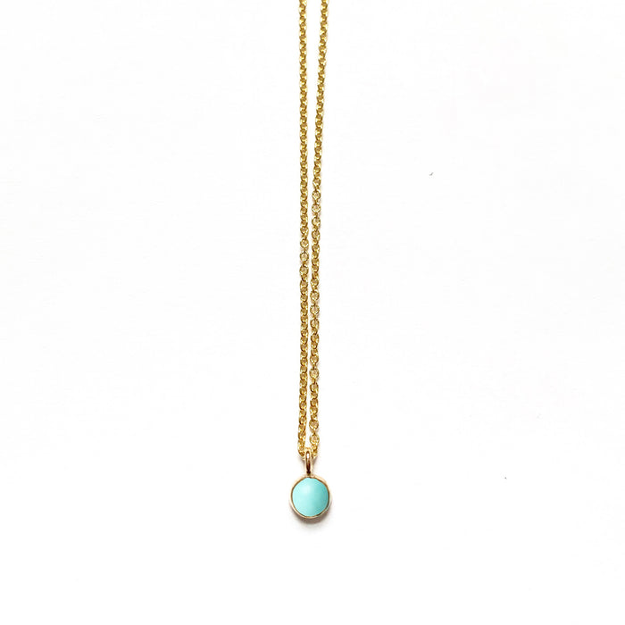 Turquoise Stone Spot Necklace in Sterling Silver, 14k Gold Fill or Solid 14k Gold