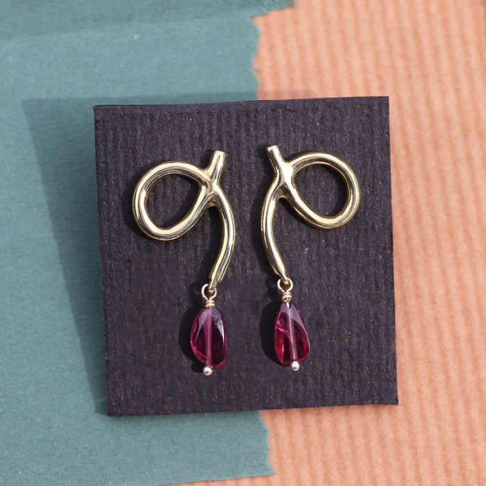 Memory Earrings with Rhodolite Garnet Drops