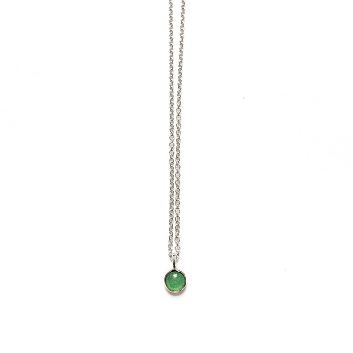 Aventurine Stone Spot Necklace in Sterling Silver, 14k Gold Fill or Solid 14k Gold