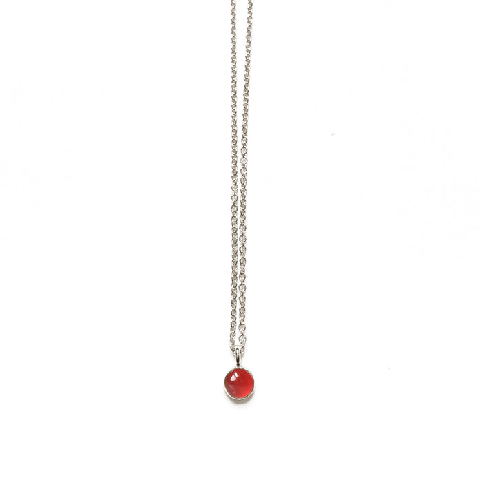 Carnelian Stone Spot Necklace in Sterling Silver, 14k Gold Fill or Solid 14k Gold