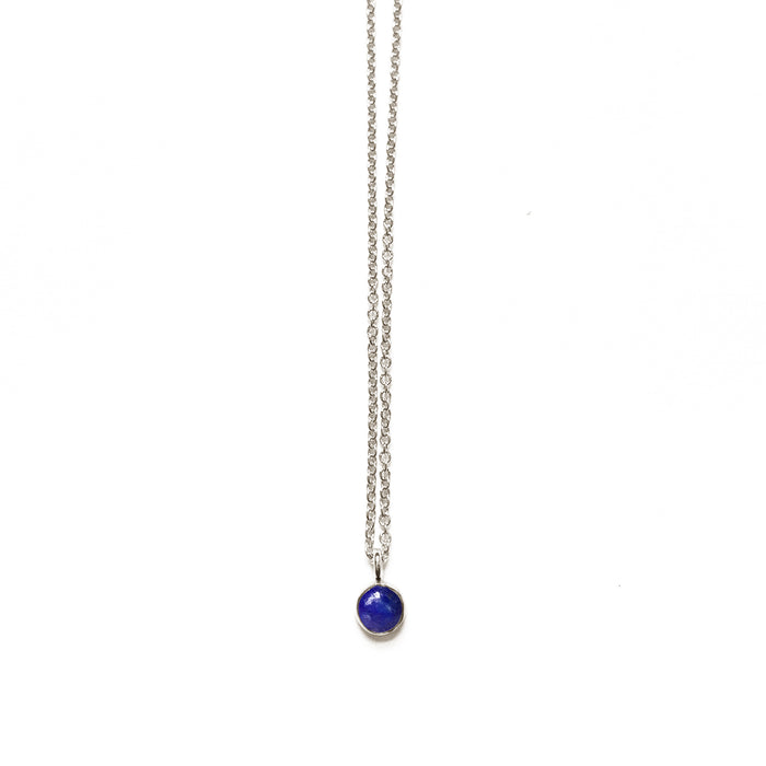 Lapis Stone Spot Necklace in Sterling Silver, 14k Gold Fill or Solid 14k Gold