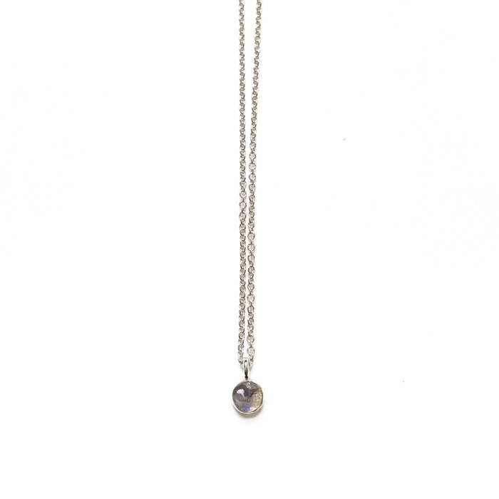 Labradorite Stone Spot Necklace in Sterling Silver, 14k Gold Fill or Solid 14k Gold