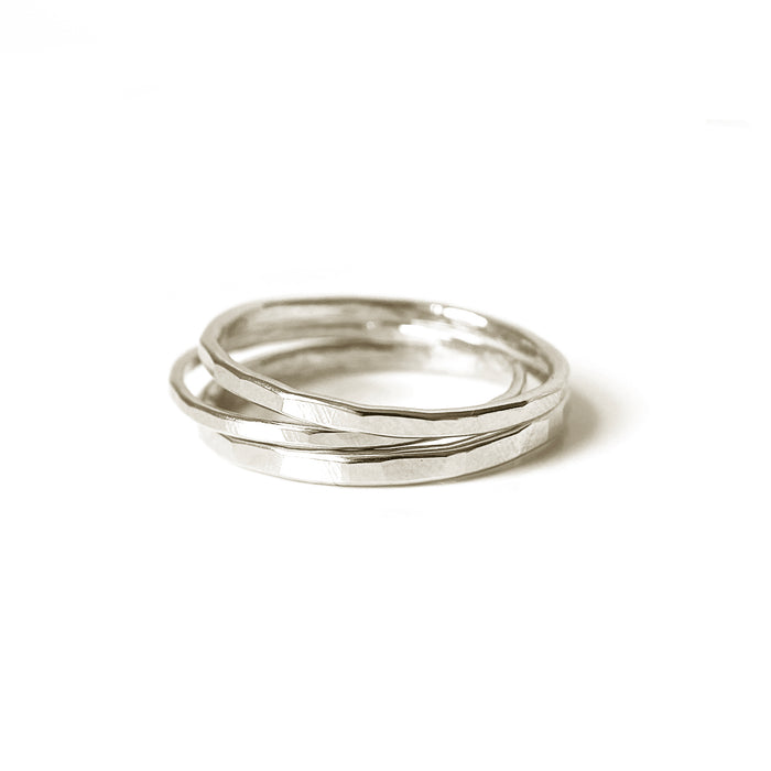 Set of 3 Multi-width Hammered Stacking Rings