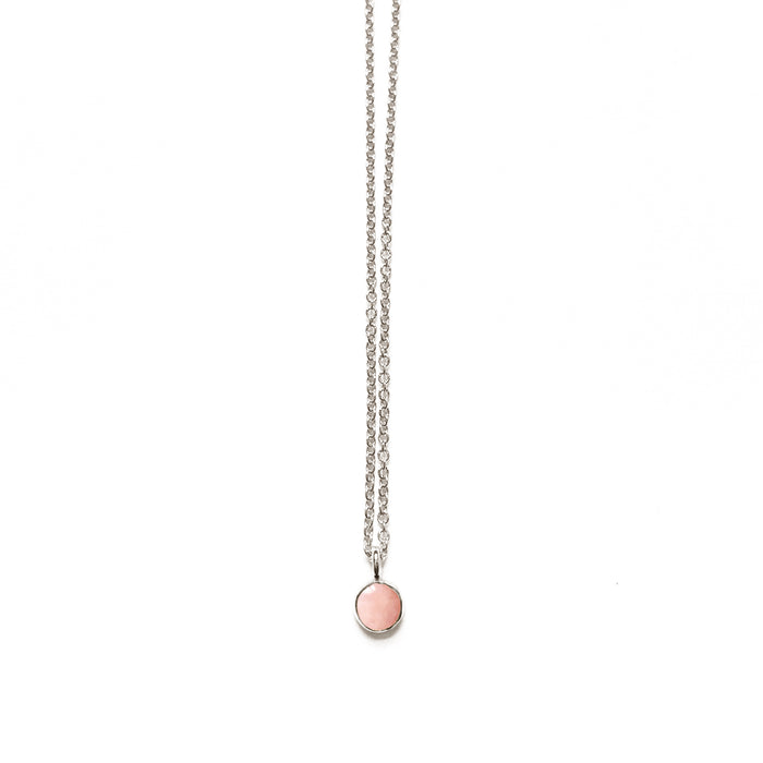 Pink Opal Stone Spot Necklace in Sterling Silver, 14k Gold Fill or Solid 14k Gold