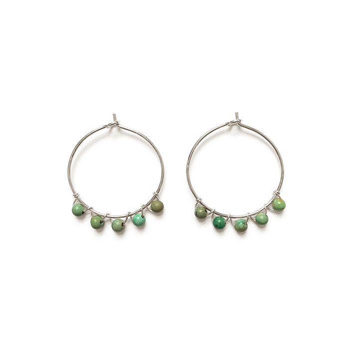 Hammered Turquoise Gemstone Hoops